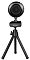 Фото-5 A4Tech PK-710P, комплект с мини-штативом; чёрная веб-камера установлена на трёхножный настольный штатив через резьбовой адаптер; фото показывает совместимость с настольной установкой для страницы товара.