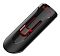 Фото-2 USB‑накопитель SanDisk Cruzer Glide 32GB (SDCZ600), чёрный с красными элементами &mdash; вид под углом в закрытом состоянии: разъём USB‑A не виден, в центре корпус с красным ползунком и направляющими, на белом фоне; важно для страницы, чтобы понять конструкцию сдвижной крышки/ползунка.