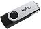 Фото-5 USB-накопитель Netac U505 64GB, ракурс под углом на белом фоне; закрытое положение, серебристая крышка с логотипом Netac и круглый шарнир на чёрной основе; изображение важно для сравнения внешнего вида и конструкции поворотной крышки.