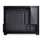 Фото-29 Корпус Jonsbo D32 Pro Black, стеклянная боковая панель: прозрачная вставка с чёрной рамкой, за стеклом видна монтажная стенка с перфорацией и маркировка Back‑Connect Design &mdash; чтобы понять, что видно через боковое окно корпуса.