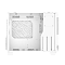 Фото-4 Корпус XPG Valor Air Nano, белый, вид на тыльную сторону поддона материнской платы; показаны крупный сервисный вырез, площадка крепления накопителя, продольные направляющие для кабелей и перфорация боковой зоны; изображение важно для страницы товара, потому что демонстрирует организацию кабелей и заднюю секцию шасси.
