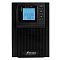 Фото-2 ИБП PowerMan Online 1000 VA Tower, фронтальный вид: дисплей с индикацией 220 VAC и 50.1 Hz, три кнопки справа и вертикальные вентиляционные прорези на чёрной панели; фото важно для темы страницы, так как показывает органы управления и экран.