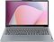 Фото-1 Ноутбук Lenovo IdeaPad Slim 3 15AMN8 82XQ01DNSA, вид спереди с открытым экраном; серый корпус, полноразмерная клавиатура с цифровым блоком, крупный тачпад и камера в верхнем выступе рамки. Каталожное фото для страницы товара, показывает общий фронтальный вид и рабочую область.