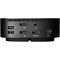Фото-2 Док-станция HP USB‑C Dock G5 5TW10AA, задняя панель: разъёмы для дисплеев, USB и Ethernet RJ‑45 рядом с входом питания, вентиляционные прорези, чёрный корпус на белом фоне; важно для понимания расположения подключений сзади.