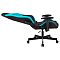 Фото-3 Игровое кресло Knight Neon LBlue, чёрно-голубое, боковой вид в полулежачем положении на белом фоне; видны длинная спинка, голубая боковая вставка, подлокотник, механизм наклона и основание на колёсах; фото показывает профиль кресла и положение спинки для карточки товара.