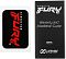 Фото-9 Комплект памяти Kingston FURY Beast Black 64GB KF436C18BBK4/64, комплект поставки: наклейка Kingston FURY и буклет Warranty and Installation Guide. Видны чёрно-красная фирменная наклейка и чёрная инструкция с логотипом FURY. Фото показывает сопроводительные элементы, входящие в комплект.