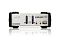 Фото-2 KVM‑переключатель ATEN CS1732B, фронтальный вид: индикаторы Auto Scan/On Line/Selected для каналов 1 и 2, два аудиоразъёма 3,5 мм и USB 2.0; на белом фоне — помогает понять расположение портов для консоли.