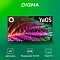 Фото-8 Телевизор Digma DM-LED65UBB33 65 дюймов, промоизображение на зелёном фоне; телевизор показан спереди с чёрной рамкой и двумя ножками, на экране крупный логотип YaOS, ниже вынесены 65", UHD и Smart TV; изображение объединяет внешний вид и основные функции модели для страницы товара.