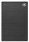 Фото-2 Внешний HDD Seagate One Touch 1 ТБ, вид спереди: чёрная лицевая панель с тканевой фактурой, логотип Seagate в правом верхнем углу, точка‑индикатор в левом верхнем углу; важно для понимания внешнего оформления корпуса.