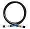 Фото-1 Кабель прямого подключения LR-Link DAC SFP28 — SFP28 3 м SFP28-DAC-3M, общий вид кабеля в кольце, показаны чёрная оболочка, два модуля SFP28 в металлических корпусах и синие вытяжные петли на концах, для страницы товара как изображение длины кабеля и исполнения коннекторов для сетевого подключения.