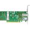 Фото-6 Сетевая карта LR-LINK Intel E810 100GbE LRES1014PF, вид с обратной стороны платы: зелёный текстолит с маркировками CE/FC/ROHS, наклейки с MAC/SN и QR‑код, виден разъём PCIe и крепление планки; изображение важно для сверки идентификаторов и ревизии.