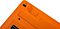 Фото-23 Клавиатура A4Tech F1010 (Orange), крупный план нижнего угла: оранжевое основание и откидная ножка для изменения наклона, видна резиновая вставка; фото показывает конструктивный элемент регулировки наклона.