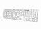 Фото-1 Мембранная клавиатура Genius SlimStar 126, вид сверху под углом слева; полноразмерная раскладка с цифровым блоком, белый корпус, низкопрофильные белые клавиши с серой маркировкой и проводной кабель; фото показывает общий внешний вид и компоновку модели для страницы товара.