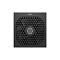 Фото-5 Блок питания PCCooler YS1000 (P5-YS1000-G1F), вид снизу на сторону вентилятора: круглый вентилятор под треугольной решёткой, по углам винты; чёрный корпус на белом фоне для понимания расположения вентилятора.