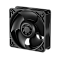 Фото-1 Корпусный вентилятор Arctic S12038-4K 120 мм, вид спереди под углом; чёрная рамка увеличенной толщины, три широкие лопасти, усиленные углы и рёбра на боковой части.