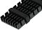 Фото-4 Радиатор для SSD M.2 2280 Digma DGRDRM2A, крупный план ребер: чёрные металлические пластины и резиновое кольцо-фиксатор на корпусе радиатора, снизу виден край синей термопрокладки; фото показывает текстуру и форму рёбер теплоотвода.