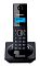 Фото-2 DECT-радиотелефон Panasonic KX-TG1711RU, фронтальный вид трубки на базе, чёрный корпус, синий экран и цифровая клавиатура, база с круглым углублением под трубку
