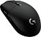Фото-2 Беспроводная мышь Logitech G304 Lightspeed, чёрный, вид сверху слева под углом; показаны матовый корпус, колесо с крупным рифлением, кнопка DPI и две боковые кнопки на левой стороне; габариты 62.1 × 116.6 × 38.2 мм, вес брутто 0.3 кг; на белом фоне для страницы товара, чтобы показать общий силуэт и боковые элементы управления.
