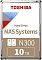 Фото-1 Жёсткий диск Toshiba N300 HDWG71AXZSTA: фронтальный вид на этикетку NAS Systems N300 с отметкой 10TB, бежево‑белый дизайн и логотип Toshiba. На белом фоне &mdash; для сверки серии N300 и ёмкости.