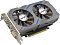 Фото-2 Видеокарта AFOX GeForce GTX 1650 AF1650-4096D6H1-V8, вид под углом со стороны планки; двухвентиляторный серый кожух с синими линиями, на металлической планке видны видеовыходы и треугольная перфорация; фото помогает оценить форму и переднюю кромку карты на странице товара.