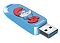 Фото-1 USB‑накопитель SanDisk Smurfs SDCZIS‑064G, вид под углом: голубой корпус с объёмным рисунком смурфика, выдвинутый разъём USB‑A с синей вставкой; на белом фоне для демонстрации тематического оформления и разъёма на странице товара.