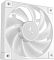Фото-4 Корпусный вентилятор DeepCool FD12 WH ARGB, вид под углом спереди без подсветки: белая рамка, белые лопасти крыльчатки и центральная втулка с логотипом