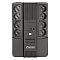 Фото-1 ИБП Powerman Brick 650 Plus, вид спереди под углом слева. На фото видны плоский корпус для настольного размещения, дисплейный модуль слева, диагональная решётка по центру и правое монтажное ухо. Изображение показывает внешний вид лицевой панели модели.