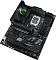 Фото-8 Материнская плата ASUS ROG Strix Z890-F Gaming WiFi &mdash; вид под углом: декоративный экран/панель STRIX на кожухе I/O, верхняя зона VRM и четыре слота DDR5; важно для понимания размещения охлаждения рядом с памятью и процессором.