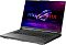Фото-3 Игровой ноутбук ASUS ROG Strix G16 G614PP-WH94, вид спереди слева под углом. На фото видны экран, клавиатура без цифрового блока, крупный тачпад и часть левой боковой панели, корпус тёмно-серого цвета. Изображение важно для карточки товара, чтобы показать форму корпуса под рабочим углом.