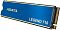 Фото-3 SSD ADATA LEGEND 710 1TB M.2 2280, лицевая сторона под углом справа; виден золотистый интерфейсный коннектор, синяя теплоотводящая пластина и открытые участки чёрной платы; фото важно для оценки компоновки модуля.