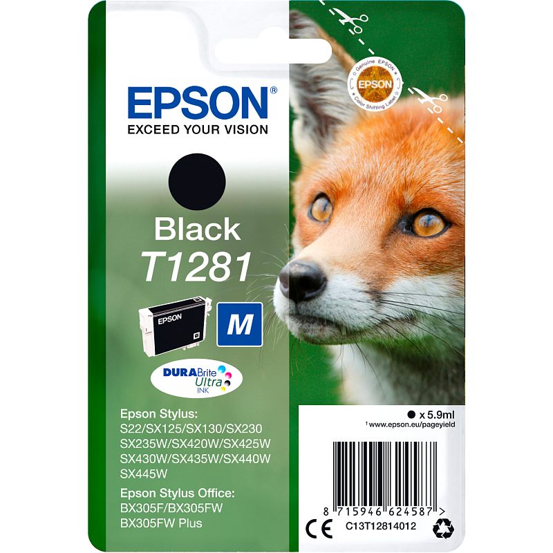 Фото Картридж EPSON T1281 Струйный Черный 185стр, C13T12814012