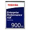 Фото-2 HDD Toshiba AL14SXB90EN 2,5&Prime;, фронтальный вид: синяя лицевая плашка &laquo;Enterprise Performance 15K&raquo; и отметка &laquo;900 GB&raquo;, крепёжные винты по углам; светлый фон для распознавания серии и форм‑фактора.