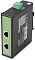 Фото-12 PoE‑инжектор Digma DNP30W48GDXM, вертикальный ракурс сзади под углом. На фото видны зелёная клемма питания сверху, фронтальная панель с двумя RJ‑45, боковая маркировка DIGMA, QR‑код и техническая наклейка на чёрном корпусе. Фото помогает рассмотреть маркировки и компоновку корпуса на странице товара.
