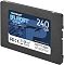 Фото-2 SSD Patriot Burst Elite 2.5 240GB, вид спереди справа под углом. Видны лицевая наклейка, верхняя грань корпуса с крепёжными отверстиями и торцевая часть с SATA-разъёмами. Фото помогает на странице товара показать толщину корпуса и интерфейсную сторону.