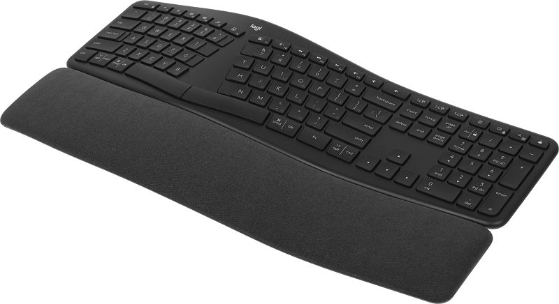 Фото-1 Клавиатура Logitech K860 беспроводная чёрная, эргономичная форма с разделённым блоком клавиш и мягкая подставка для запястий
