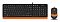 Фото-2 Комплект клавиатура и мышь A4Tech F1010 (Orange), вид сверху спереди: клавиатура с цифровым блоком и мышь рядом, оранжевая нижняя часть корпуса заметна; изображение помогает оценить компоновку и цвет комплекта на странице товара.