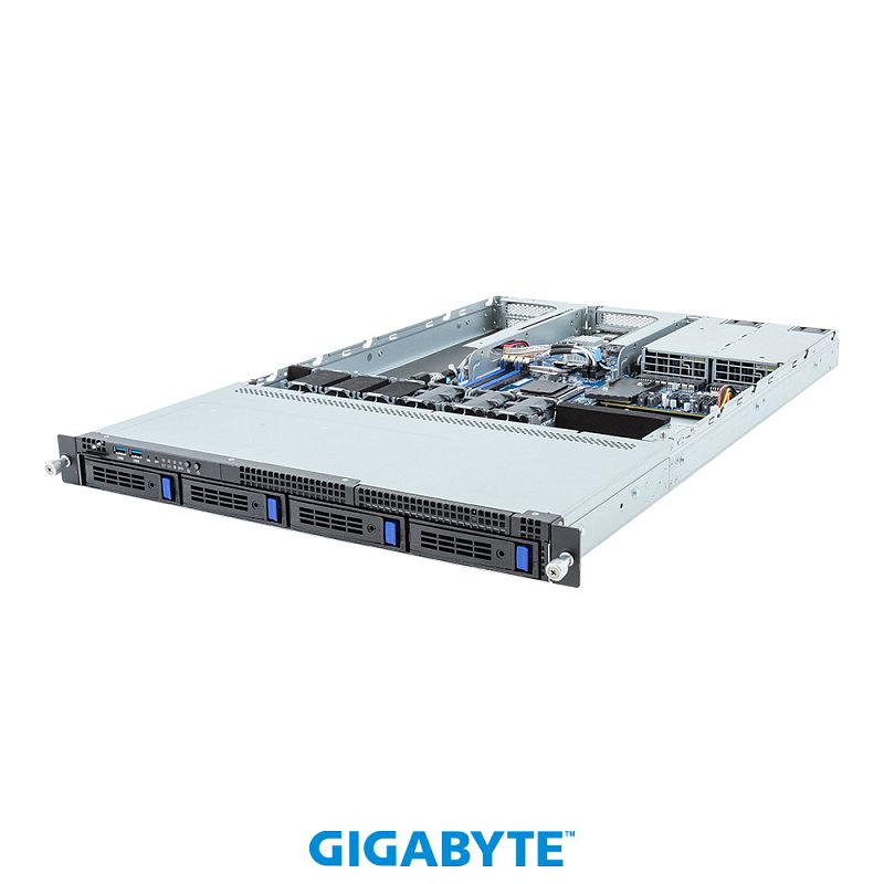 Фото-1 Серверnaya platforma gigabyte r133 c10 rev aaa1 aca1 4x3 5, фронтальный вид; стоечный корпус с отсеками накопителей, индикаторами и вентиляционными зонами показан для страницы серверного оборудования. Описание фиксирует видимые элементы, чтобы изображение соответствовало теме страницы товара.