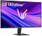Фото-8 Монитор LG UltraGear 27G411A-B, вид спереди под углом (иной наклон); тонкая рамка, прямоугольное основание подставки; на экране фирменная графика UltraGear; важно для карточки товара, чтобы сравнить дизайн с разных ракурсов.