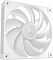 Фото-3 Корпусный вентилятор DeepCool FD14, вид под углом спереди; белая рамка, светлые изогнутые лопасти, видна центральная втулка и опорные стойки.