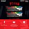 Фото-9 Комплект памяти Patriot Viper Venom RGB PVVR532G560C36K, промо-изображение с двумя модулями на тёмном фоне; показаны фронтальные стороны, RGB-подсветка по верхнему краю и нижний блок с иконками характеристик; важно для страницы товара, потому что фото суммарно показывает внешний вид комплекта и подсветку.