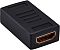 Фото-2 Переходник Buro HDMI female — HDMI female, вид корпуса с другой стороны под углом; показаны чёрный пластиковый корпус, продольные рёбра на верхней части и второе гнездо HDMI с позолоченной рамкой; изображение важно для страницы товара, так как показывает двустороннюю конструкцию соединителя HDMI.