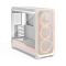Фото-3 Корпус Fractal Design Meshify 3 XL Ambience Pro RGB TG Clear Tint, белый, вид спереди слева под углом; на фото прозрачная боковая стенка, крупный сетчатый фасад и световая полоса вдоль нижней части корпуса; изображение показывает сочетание стеклянной панели и внешней подсветки для карточки товара.