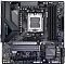 Фото-3 Материнская плата Gigabyte B850M EAGLE WF6E, крупный план сверху: сокет AM5, четыре слота DDR5, радиатор VRM и длинный слот PCIe x16, радиатор M.2 с подписью M.2; фото важно для оценки размещения разъёмов и креплений.