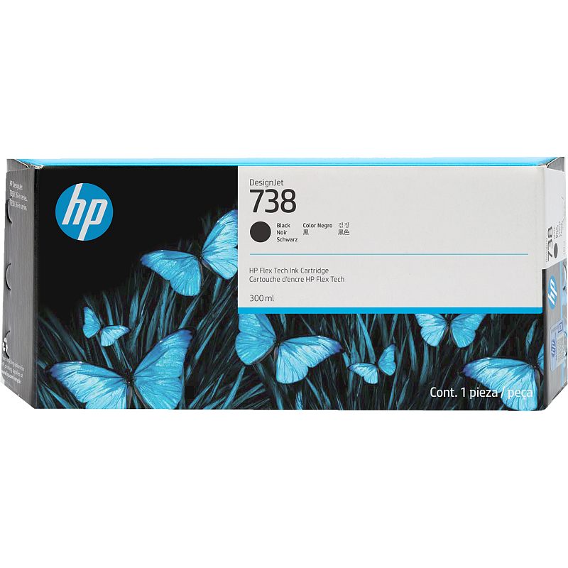Фото-1 Kartridzh hp 738 struynyy чёрный 300ml 498n8a, общий вид; корпус аксессуара и основные элементы показаны для страницы товара. Описание фиксирует видимые элементы, чтобы изображение соответствовало теме страницы товара.