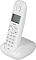 Фото-2 DECT‑телефон Gigaset A170: ракурс 3/4 на зарядной подставке; белый корпус, выступающий экранный блок и клавиатура с округлыми кнопками; на белом фоне &mdash; важно показать форму корпуса и посадку трубки на подставке.