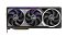 Фото-5 Видеокарта ASUS GeForce RTX 5080 ROG Astral OC 16GB, фронтальный вид; три осевых вентилятора, металлические кольца вокруг крайних вентиляторов, фиолетово-синяя подсветка по верхней линии. Фото для карточки товара показывает лицевую панель и конструкцию охлаждения.