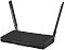 Фото-3 Точка доступа MikroTik hAP ac³ (RBD53iG‑5HacD2HnD), вид под углом: чёрный корпус с фактурной верхней панелью, на передней кромке зона индикаторов; антенны наклонены наружу. Контекст: предметное фото. Важно для страницы товара, чтобы показать форму корпуса и переднюю панель.