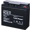 Фото-2 Аккумулятор для ИБП CyberPower RC12-17, вид под углом: чёрный корпус с маркировкой и пиктограммами безопасности, сверху клеммы и рельефные элементы крышки; на странице важно для понимания расположения клемм и габаритов корпуса без привязки к URL изображения.