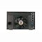 Фото-2 Система хранения Infortrend EonStor GSe Pro 105 C &mdash; задняя панель: крупный вентилятор по центру, слева разъём питания, справа вертикальный блок портов (4&times;RJ‑45, USB 3.0/2.0 и сервисные элементы); чёрный корпус; важно для понимания доступных подключений и охлаждения настольного устройства.