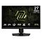 Фото-1 Монитор MSI MAG 272QPF E20, вид спереди: чёрная рамка и подставка, на экране надпись &laquo;27&raquo; и &laquo;WQHD&raquo;; показан внешний вид панели и нижняя планка с логотипом &mdash; важно для идентификации модели на странице товара.